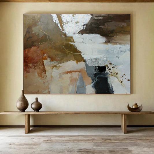 Brown - White Abstract Art for Industrial - Chic Cafés DLZ2517