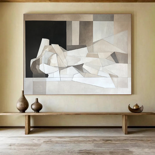 Geometric Neutral Tones Art for Modern Art Museum & Minimalist Office SC457