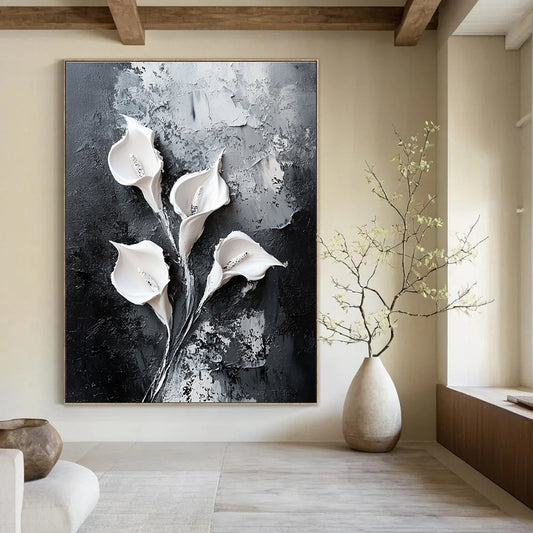 Textured Flower Relief for Sophisticated Home Dining Room & High - End Floral Art Space STSC509