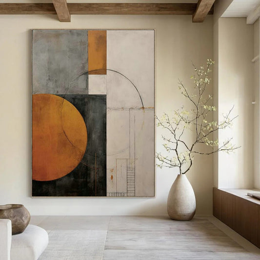 Geometric Abstract in Earth Tones for Industrial - Style Home & Minimalist Art Gallery DLZ2121