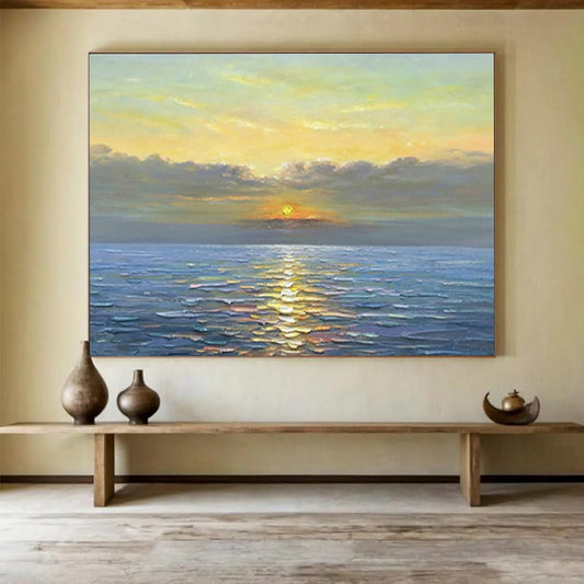 Sea Sunset Oil Painting for Nautical - Themed Beach House Dinning Areas DLZ3267