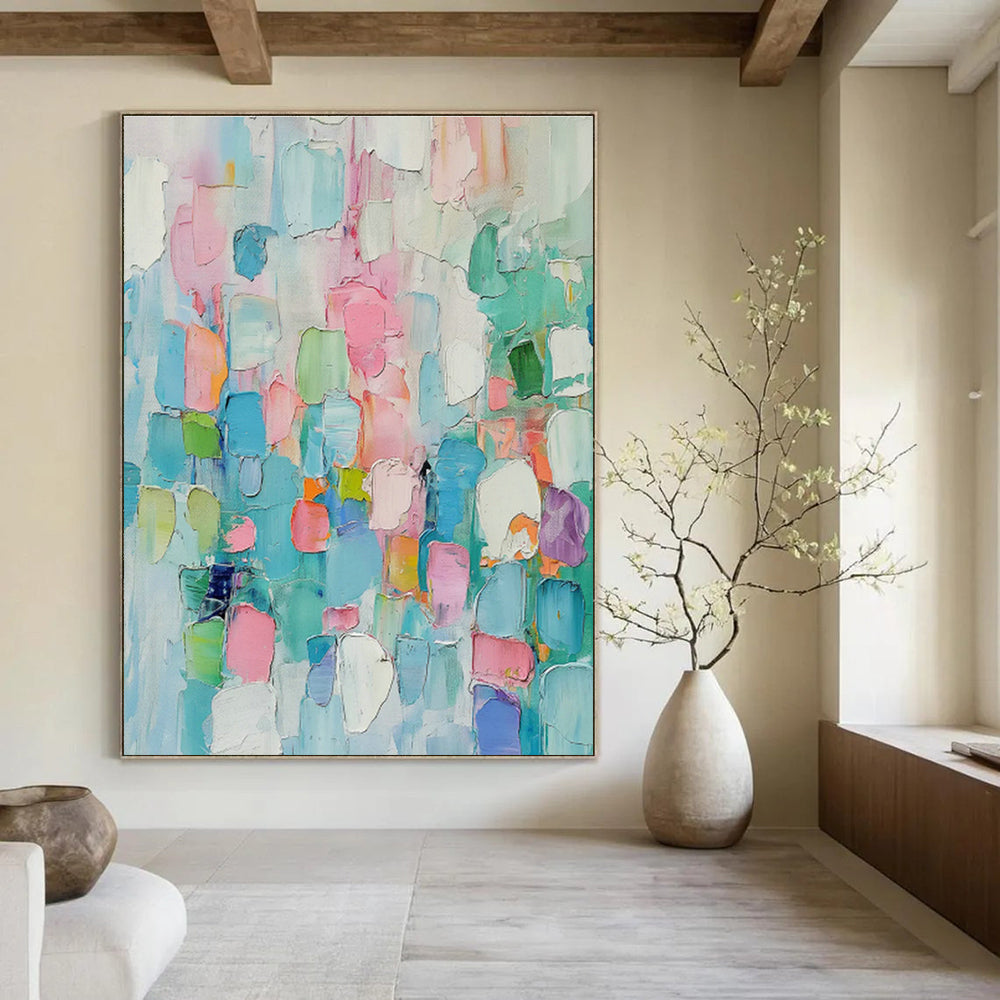 Pink - Blue Color Block Abstract Art for Creative Studio & Trendy Coffee Shop DLZ1004
