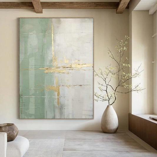 Gold - Green Abstract Art for Elegant Hotel Lobby & Art - Focused Home Office DLZ1940