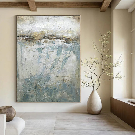 Light Brown - Blue Abstract Art for Bedroom & Dining Room DLZ0561