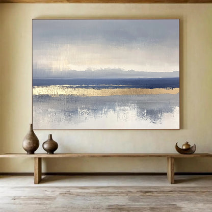 Gray - Gold Sea Abstract Art for Luxury Yacht Club & Modern Beach House SC038