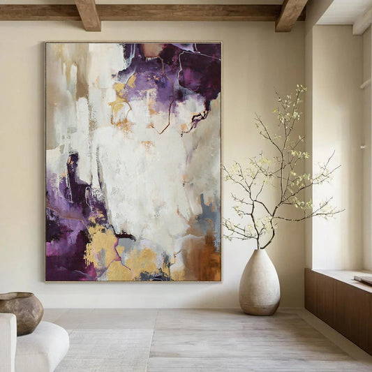 Purple and Gold Abstract Art for Boutique Hotel Suite & Art Deco - Inspired Bar DLZ1016
