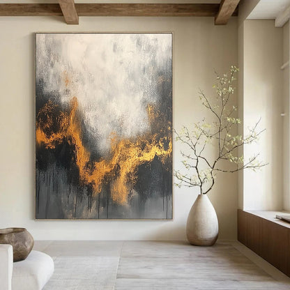 Grey and Gold Wavy Abstract for Art - Inspired Bedroom & Sophisticated Lounge STSC394