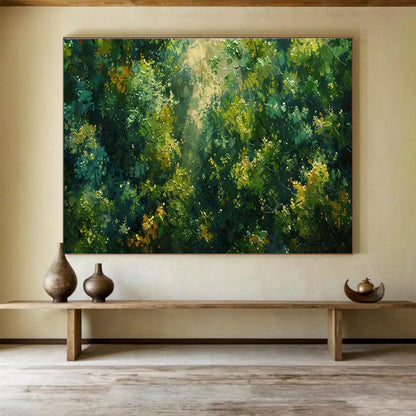 Sunlit Forest Palette Knife Art for Eco - Friendly Lodge Bedroom Retreats DLZ3195