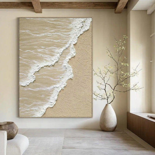 Textured Beach Wave Art for Coastal Home Office & Beachfront Boutique Hotel DLZ1507