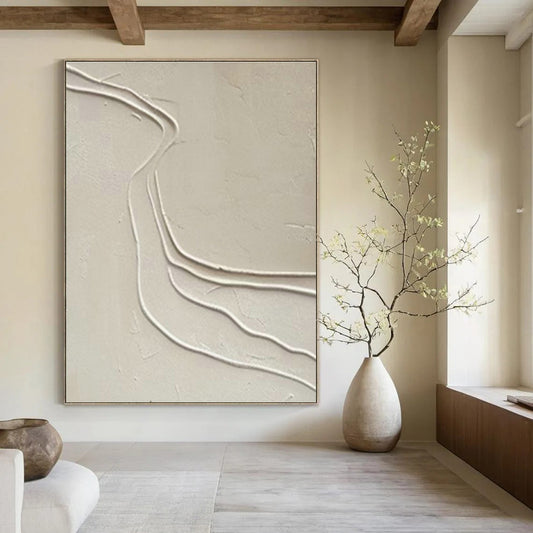 Curved Beige Textured Art for Scandinavian Nursery & Neutral - Toned Yoga Studio DLZ1997