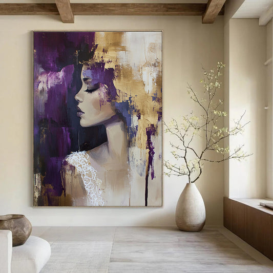 Woman with Purple and Gold Abstract Background for Luxury Beauty Salon & Art - Centric Lounge STSC177