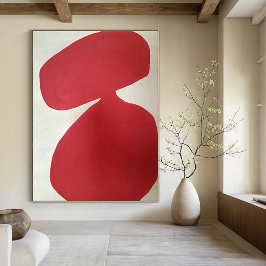 Gray - White - Red Geometric Art for Mid - Century Modern Home & Art - Centric Library DLZ1894