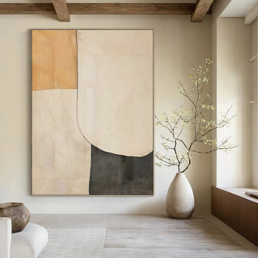 Brown and White Geometric Abstract Art for Modern - Minimalist Office & Sleek Design Studio DLZ0748