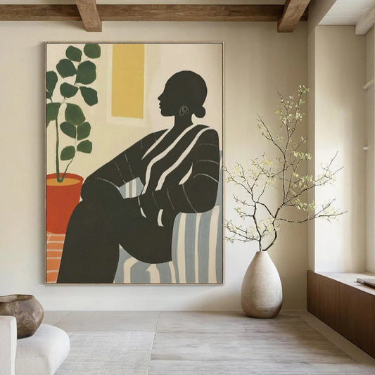 Silhouette with Plant Art for Mid - Century Modern Home & Wellness Space DLZ0697