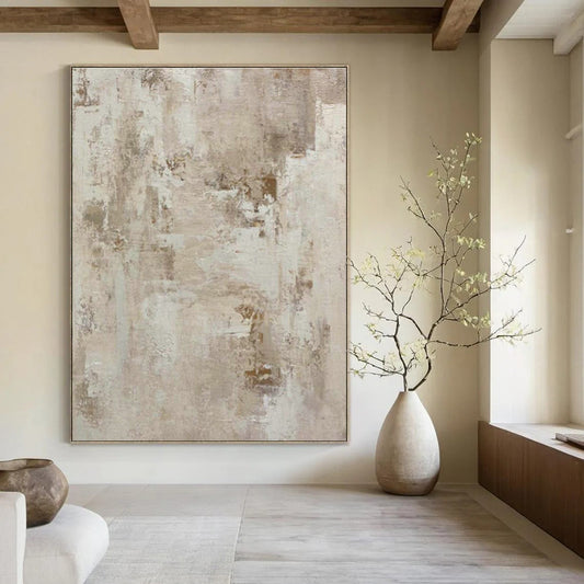 Beige - Gray Textured Abstract Art for Cozy Living Room Corners DLZ0245