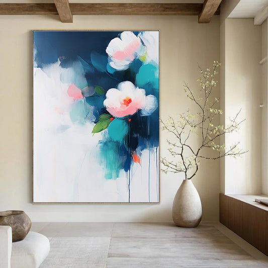 Soft Flower Blooms in Blue for Serene Bedroom & Calming Spa STSC375