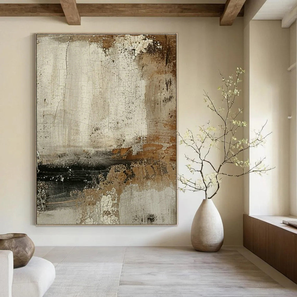 Crackled Neutral Abstract for Bohemian Art Gallery Café & Vintage - Inspired Home Office DLZ0873