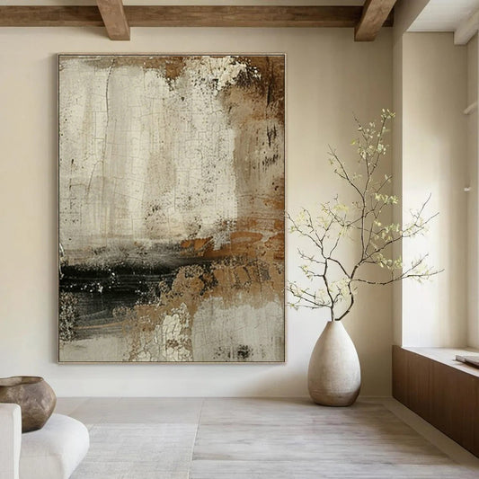 Crackled Neutral Abstract for Bohemian Art Gallery Café & Vintage - Inspired Home Office DLZ0873