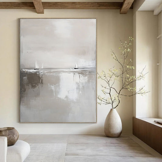 Minimalist Sailboats on Water for Nautical - Themed Home & Serene Lakeside Retreat STSC359