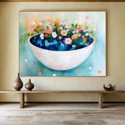 Floral Bowl Abstract Art for Charming Kitchen & Feminine Boutique SC343