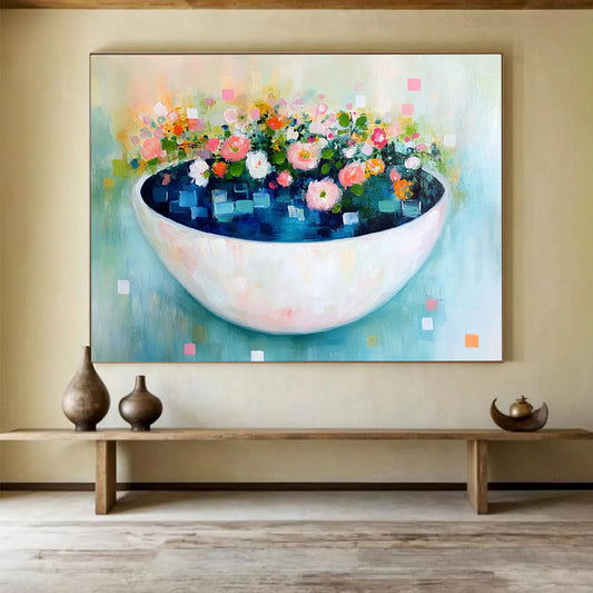 Floral Bowl Abstract Art for Charming Kitchen & Feminine Boutique SC343