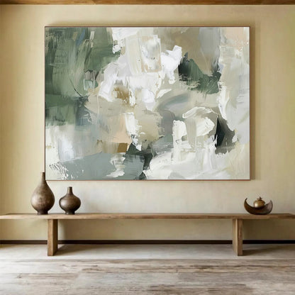 Green - Gray - White Abstract Art for Nature - Inspired Studies DLZ2429