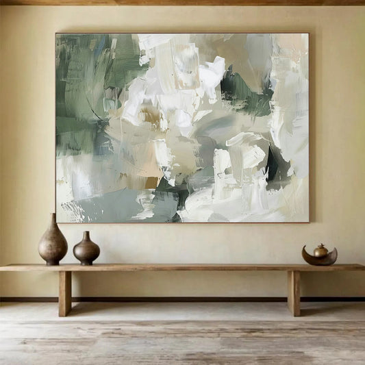 Green - Gray - White Abstract Art for Nature - Inspired Studies DLZ2429