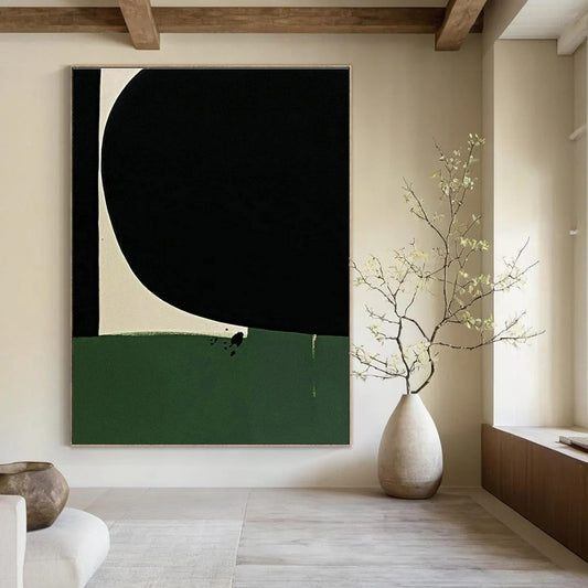 Black - Green Geometric Art for Modern Art Museum & Sophisticated Office Reception DLZ1496