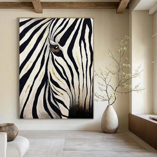 Gold - Accented Zebra Art for Safari - Themed Lounge & Modern Art Gallery DLZ1430