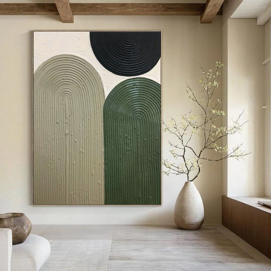 Green - Brown - Black Relief Art for Rustic Home Entrance & Garden - Themed Café DLZ1173