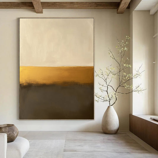 Minimalist Gold & Neutral Divide Art for Modern Office & Sophisticated Dining STSC112