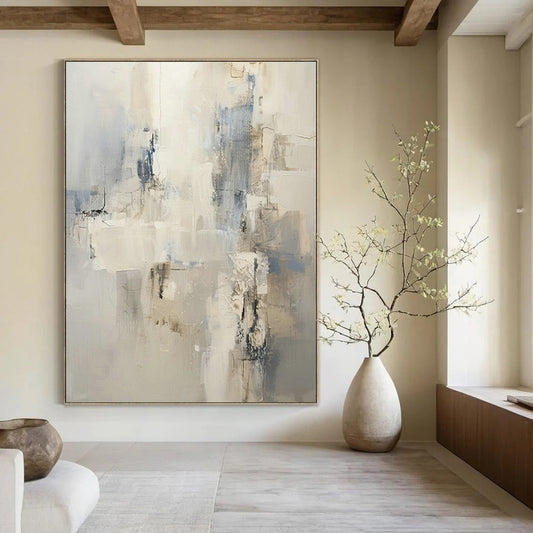 Gray - White - Blue Abstract Art for Modern Office & Coastal Home DLZ1256