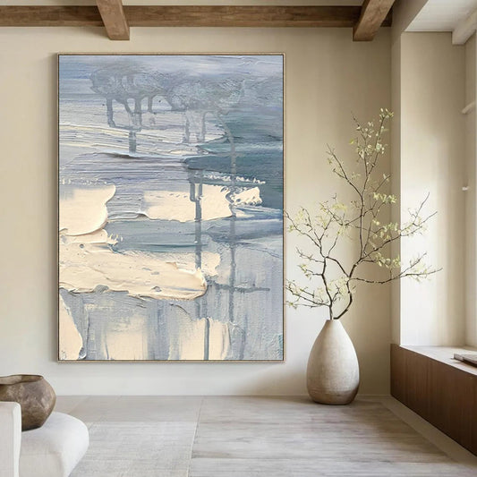 Light Blue - Gray Abstract Painting for Scandinavian - Style Home & Coastal Art Gallery DLZ1299