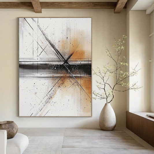 Black, White, and Brown Abstract for Industrial Loft & Art Gallery Corridor STSC321