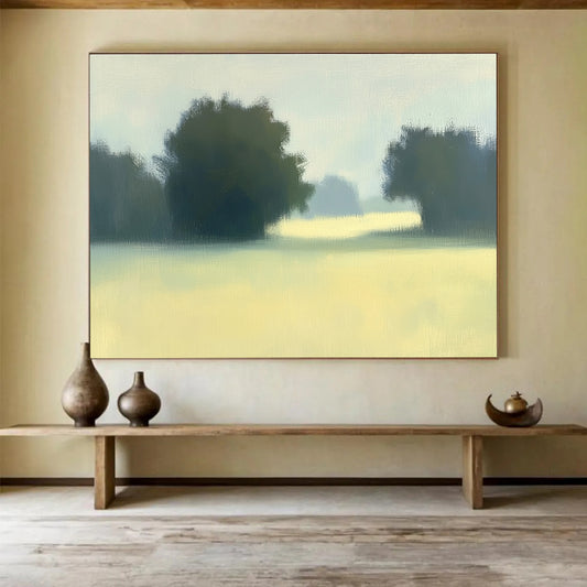 Foggy Field with Trees Art for Nature - Lover’s Bedroom & Rustic - Style Café SC498