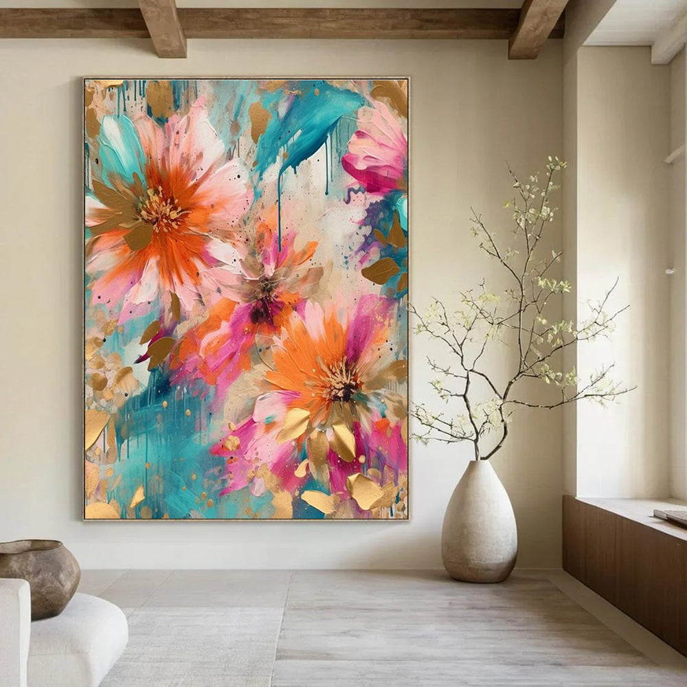 Floral with Gold Accents Art for Wedding Venue & Luxury Hotel DLZ2298