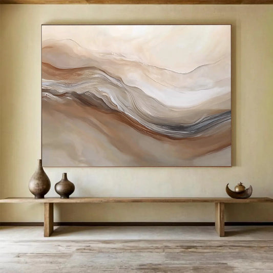 Flowing Neutral Waves Art for Spa - Like Bedroom & Minimalist Home Decor SC447