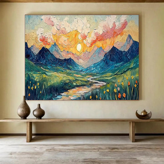 Textured Mountain Landscape Art for Adventure Lodge Common Areas DLZ3240
