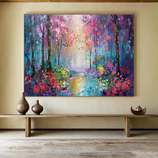 Enchanted Forest Oil Painting for Luxury Spa Retreat Relaxation Rooms DLZ3149