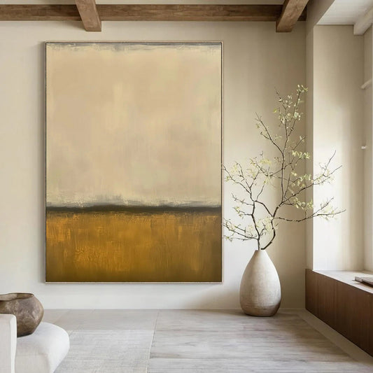 Beige - Gold Minimalist Abstract Art for Bedroom & Neutral - Toned Lounge DLZ1245