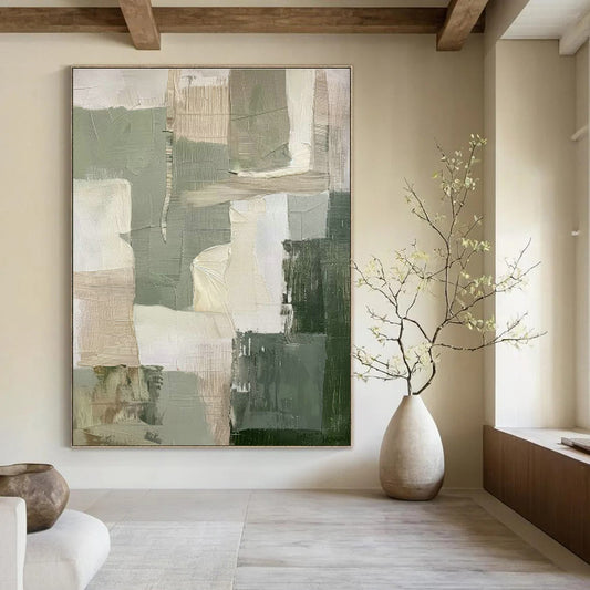 Gray - White Abstract Blocks Art for Minimalist Hotel Lobby & Art - Inspired Home Office DLZ0709
