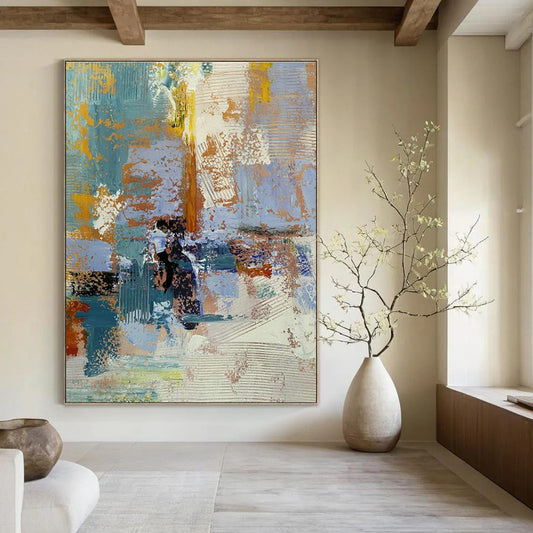 Blue - Orange Abstract Art for Office & Living Room DLZ0348
