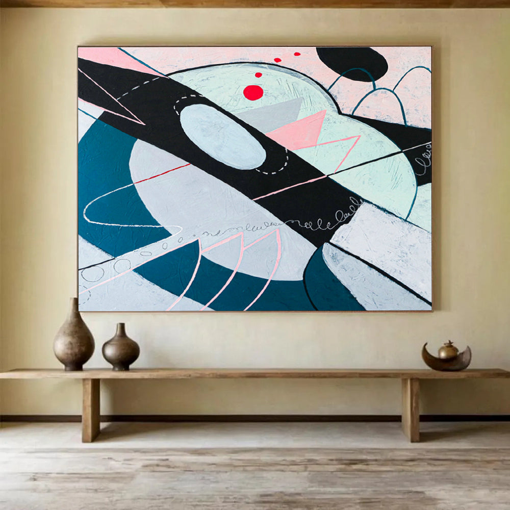 Pink - Blue Geometric Abstract for Chic Bedroom DLZ2933