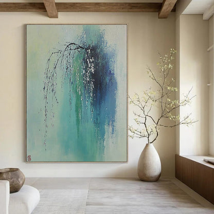 Ink - Wash Willow Branches Art for Traditional Home Tea Room & Oriental Art Gallery STSC1038