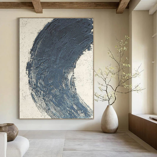 Deep Blue Arc Abstract Art for Luxury Hotel Lobby & Art - Lovers’ Study DLZ0663