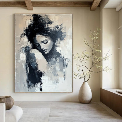 Monochrome Female Figure for Thoughtful Library & Feminine Home Office STSC297