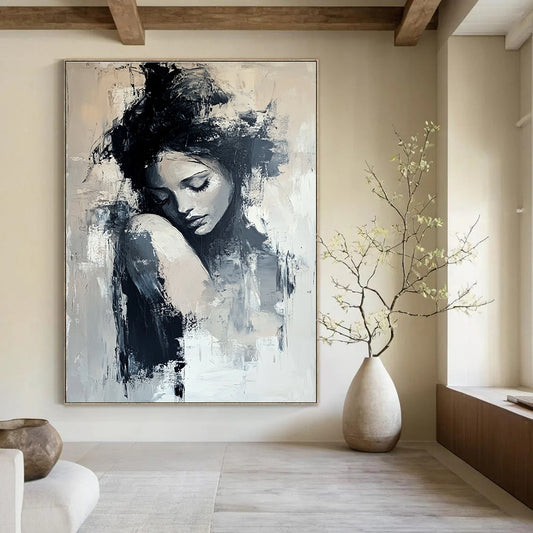 Monochrome Female Figure for Thoughtful Library & Feminine Home Office STSC297