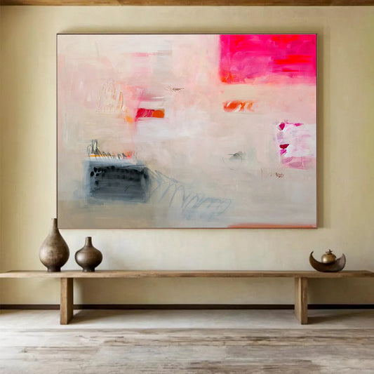 Pink - White Artistic Abstract Art for Cozy Reading Nooks DLZ2409