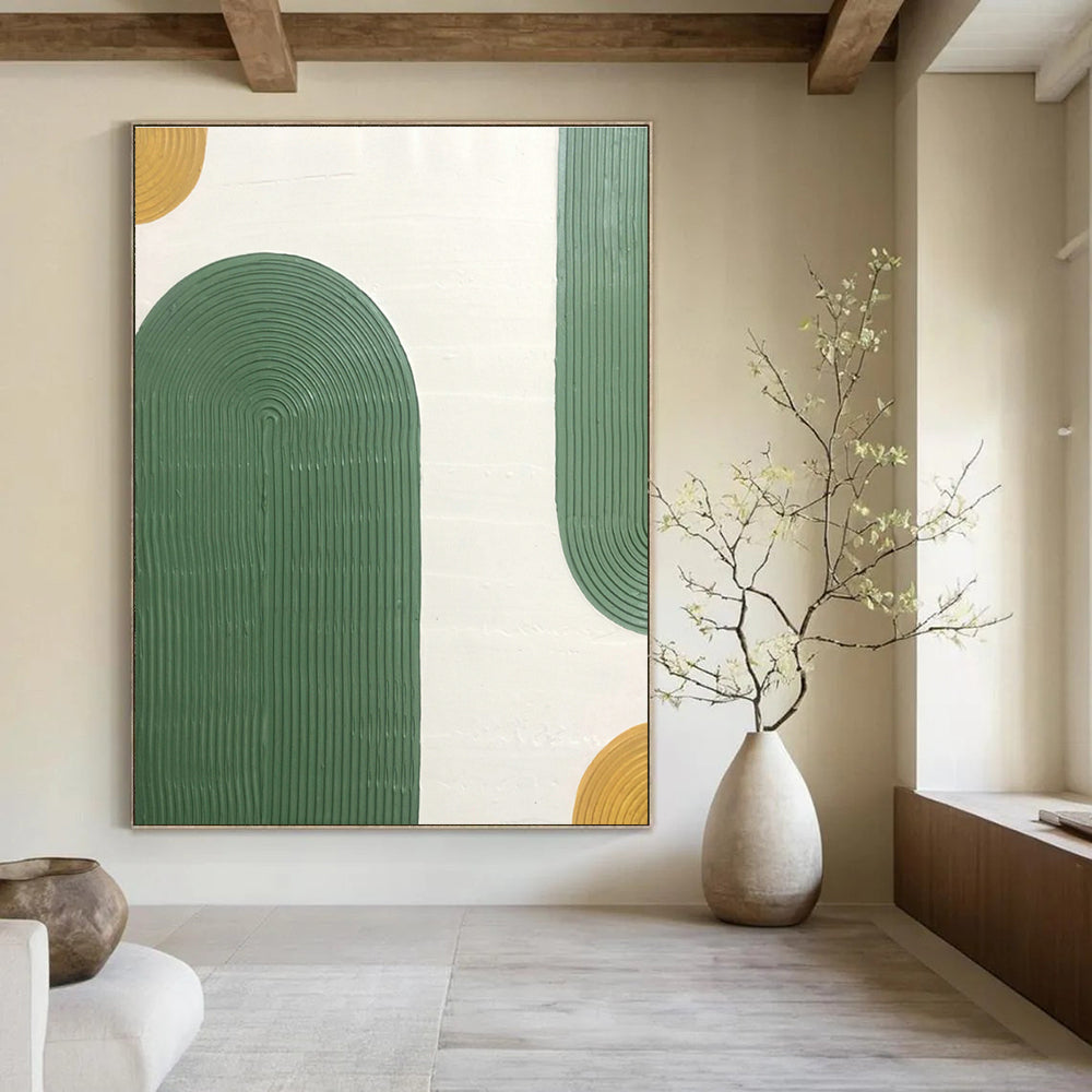 Green - Gold - White Relief Art for Tropical - Themed Home & Eco - Friendly Café DLZ1177