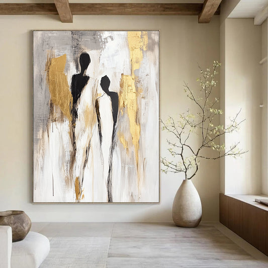 Abstract Figures with Gold Accents for Modern Living Room & Luxury Hotel Suite STSC440